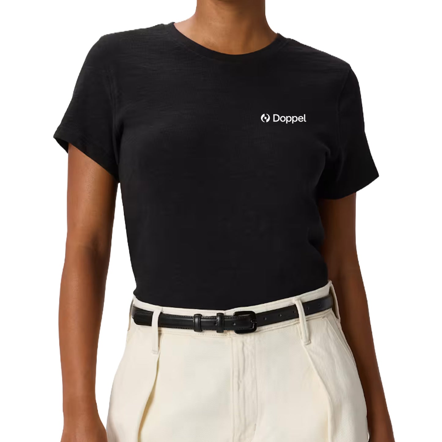 Ladies' 100% Organic Cotton Slub Crewneck Tee - Black